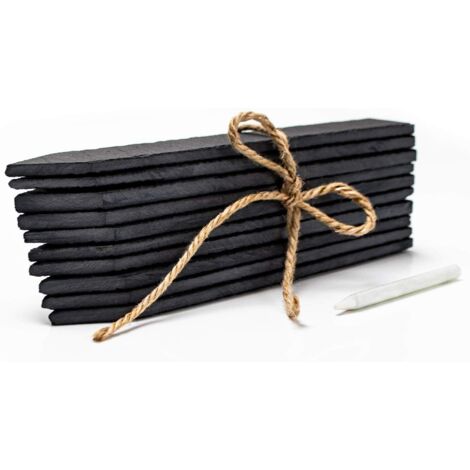 ZOLGINAH Étiquettes en Ardoise pour Jardin - Lot de 10 Étiquettes Ardoise Réutilisables + Craie - Résistantes aux Intempéries - Étiquettes pour Plantes, Semis, Pots de Fleurs et Potager, 15 x 2 cm (1/5)