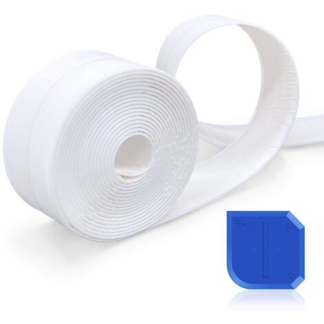 ZOLGINAH Joint Silicone Blanc Salle de Bain,Bande Etancheite Autocollanteétanche, Joint Salle de Bain PE,Pour Baignoire, Salle de Bain, Cuisine, Anti-moisissure, Calfeutrage, 3.35m (1/5)