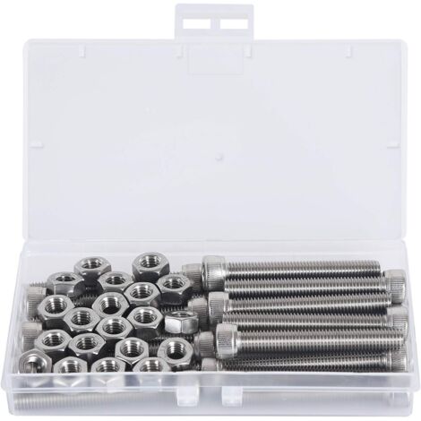 ZOLGINAH M8x60mm Acier inoxydable 304 Pièces Mécaniques Bouton à tête hexagonale Socket Tête Câble Boulons Vis avec écrous(boulon 20PCS, écrou 20PCS) (1/5)
