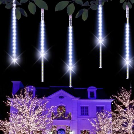ZOLGINAH Pluie De Météores 30Cm, 10 Imperméable Spirale Tubes Guirlande Lumineuse, 360 LEDs Météore Douche Lumière pour Noel Extérieure Jardin Arbre Décoration(Blanc) (1/5)