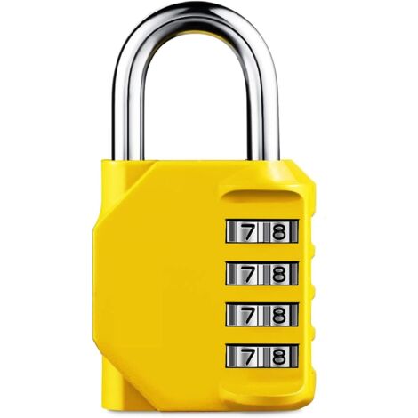 ZOLGINAH Cadenas à combinaison, Métal étanche et Fermoir Combiné en Acier Plaqué pour salle de école, sport, extérieur et casier des employés, 4 Chiffres Serrure Combinée (Jaune) (1/5)