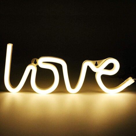 ZOLGINAH Love Neon Signs, LED Neon Light USB/À Piles Night Light Wall Decor Light up Signs for Party Supplies Bar Chambre Filles Chambre Salon Mariage (1/3)