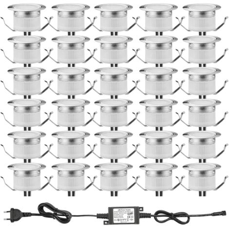 ZOLGINAH Spot à Encastrable Lampe de sol-Lumière (Blanc Froid) étanche IP67 DC12V 0.6W Ø31mm-éclairage pour terrasse, patio, chemin, mur, jardin, décoration, intérieur et extérieur, 30 pièces (1/5)