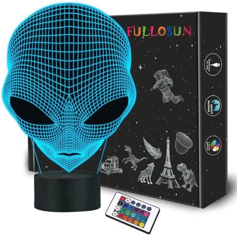 ZOLGINAH 3D Alien Night Light Martian ET Projection LED Lampe Alien Illusion Lampe pour Chambre D'enfants Décor À La Maison De Noël Cadeaux D'anniversaire avec Télécommande 16 Changement de Couleur (1/5)