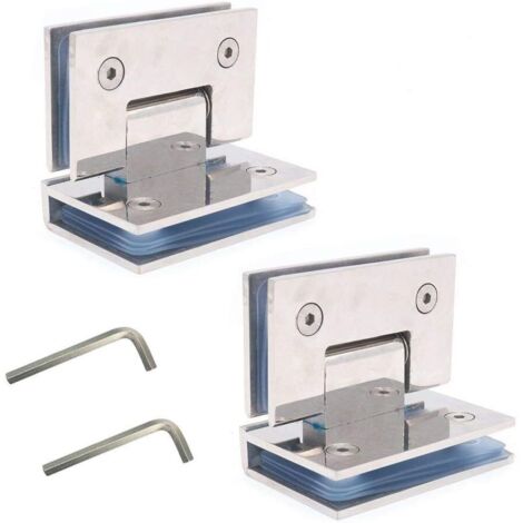 ZOLGINAH Ensemble de 2 charnières de porte en verre sans cadre , charnière de porte de douche, panneau de verre monté, panneau de verre approprié de 8-12 mm, porte 80-100cm, ouverture à 90 degrés