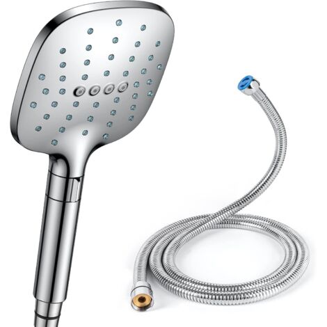ZOLGINAH Pommeau de Douche Anti Calcaire Douchette Douche Salle de Bain avec Tuyau Economie Deau Pomme de Douche Carrée Chrome (1/5)
