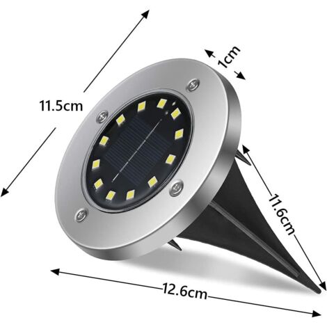 ZOLGINAH  12LED Lampe Solaire Extérieur, 4pcs Luminaire Jardin Au Sol Eclairage IP65 Lampe Solaire Spot Encastrable Pour Chemin Terrasse Cour Souterraine (1/5)