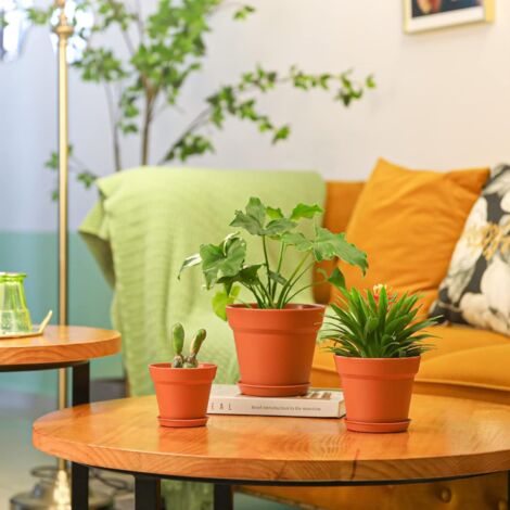 ZOLGINAH 6Pcs Pot de Fleur en Plastique 5 Pouces Céramique Rouge ...