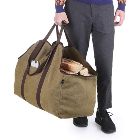 ZOLGINAH Porte-Bûches de Bois de Chauffage extra-large Support de Bois de Chauffage en Toile Imperméable avec Bandoulière pour un Transport facile (1/5)