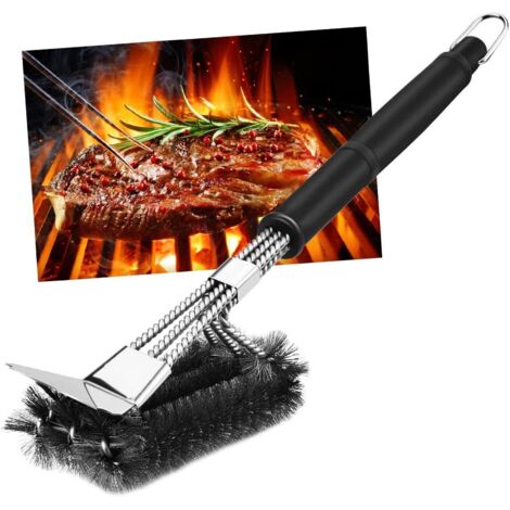 ZOLGINAH Brosse Barbecue, Brosse Nettoyage Barbecue avec grattoir, 18 Pouces de Long, Poils Acier Inoxydable, pour gaz, Charbon de Bois, électricité et Grille à Billes (1/5)