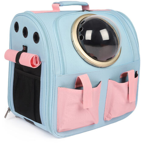 ZOLGINAH Sac à Dos pour Chat, Sac à Dos pour Animaux De Compagnie à Capsule Spatiale Ventilée, Transporteur De Sac à Dos De Voyage pour Petits Chiens(rose et bleu) (1/5)