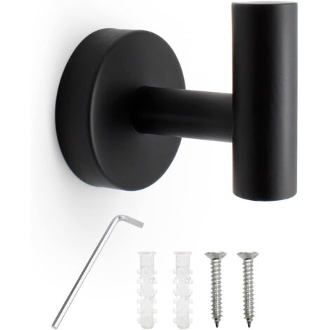 ZOLGINAH Crochet Porte Manteau, Crochet Porte Serviette Salle de Bain, Noir Mat Crochet Mural Acier Inox pour Accrocher des Objets Lourds dans la Salle de Bain, la Cuisine, la Chambre (1/5)