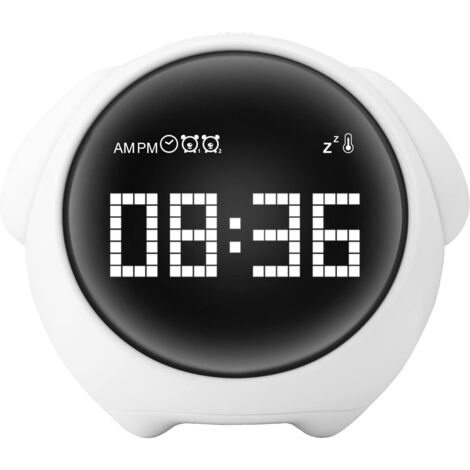 ZOLGINAH Reveil Enfant Numerique, Reveil Veilleuse avec Icône émoticône, Fonction de Thermomètre et Snooze, Recharge USB, Réveil Lumineux avec Mode de Veilleuse à- (1/5)