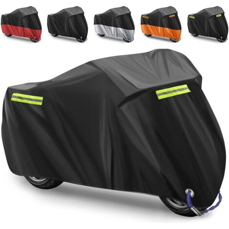 ZOLGINAH Housse de Protection pour Moto Housse de Moto Couverture Imperméable Housse de Protection pour Moto Exterieur en 210D Oxford Tissu pour Moto,Contre la pluie-265X105X 125CM(Noir,Bande Réfléchi (1/5)