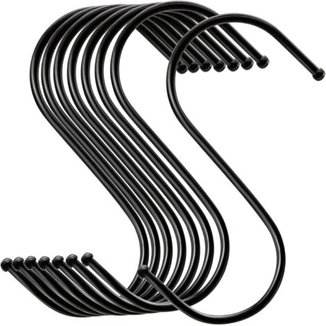 ZOLGINAH 20 Crochets en S, Crochets en Métal Multifonctions Pour Cuisine Salle de Bain Chambre à Coucher Bureau Jardin (Noir Large) (1/5)