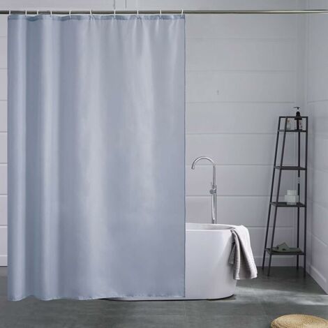 ZOLGINAH Rideau de Douche Anti Moisissure Tissu en Polyester Imperméable Rideaux Baignoire Textile Lavable pour Salle de Bain 16 Crochets Bleu Gris Long 244x200cm. (1/5)
