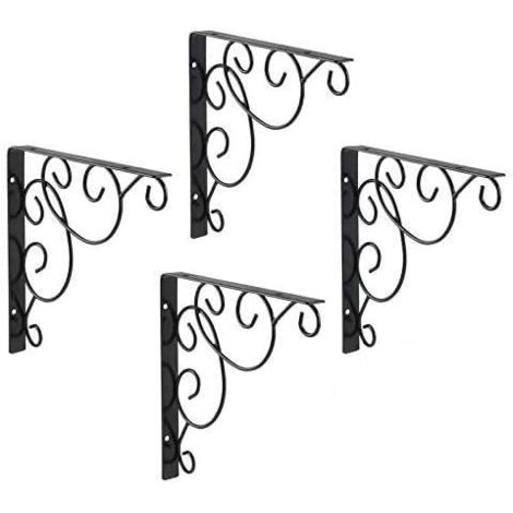 ZOLGINAH 4PCS Support d'étagère Mural Métal-Support Équerre pour Étagère Triangulaire en Fer forgé pour Salle de Bains, Cuisine (4PCS) (1/5)