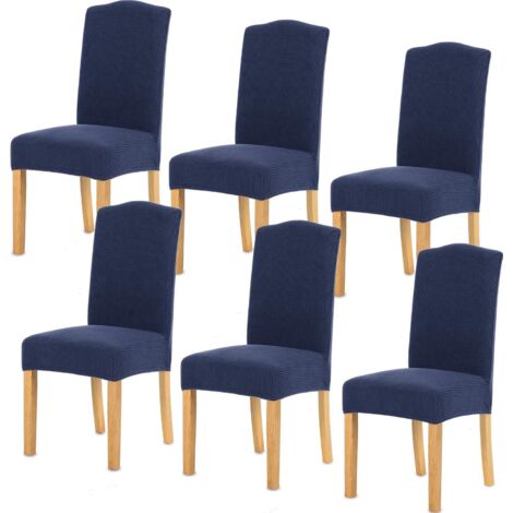 ZOLGINAH Housse de Chaise 6 pièces,Salle à Manger Stretch Extensible Antidérapante Couverture de Chaise,Housse de Salle à Manger Amovible Lavable Housse de Chaise pour Salle(6 pièces,Bleu Foncé) (1/5)