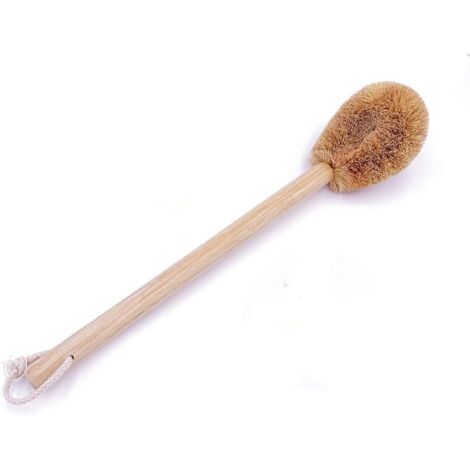 ZOLGINAH Brosse WC en fibre de coco naturelle - Poignée en bois écologique avec cordon en coton (1/5)