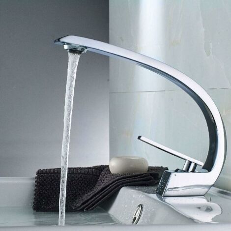 ZOLGINAH Robinet de Lavabo, Robinet Mitigeur Lavabo Monotrou, Moderne Robinet Salle de Bain en Laiton Chromé, Eau Chaude et Froide Disponible (1/5)
