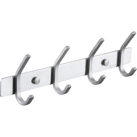 ZOLGINAH Porte Manteau Salle de Bain Porte Manteau Metal Mural 4 Crochets Patère Murale Salle de Bain Acier Inoxydable SUS304 Finition Brossée, AH203H4-2 (1/5)