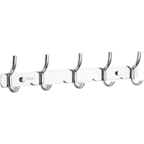 ZOLGINAH Porte Manteau Salle de Bain Porte Manteau Metal Mural 5 Crochets Patère Murale Salle de Bain Acier Inoxydable SUS304 Finition Brossée (Acier Brossé, 5-Crochets) (1/5)
