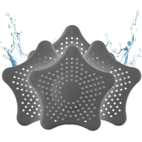 ZOLGINAH Tamis d'écoulement Universel en Silicone - 3+1 Tamis à Cheveux Gratuit - Tamis de Douche avec Attrape-Cheveux - Tamis d'écoulement pour Douche, lavabo, Baignoire et Cuisine - Gris (1/4)