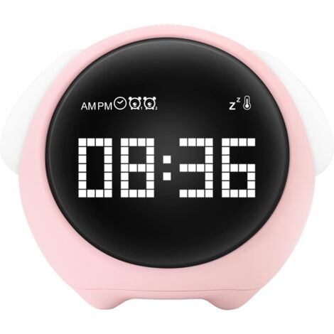 ZOLGINAH Reveil Enfant Numerique, Reveil Veilleuse avec Icône émoticône, Fonction de Thermomètre et Snooze, Recharge USB, Réveil Lumineux avec Mode de Veilleuse à Commande Vocale, pour Garçon et Fille (1/5)