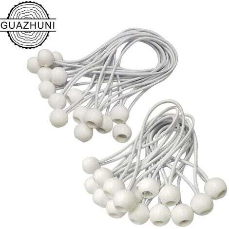 ZOLGINAH Tendeur Elastique,Sandow Elastique,30 Pièces Tendeur Bache pour Bannière, Bâche, Pavillon,Tente,Rideaux Harnais D’extension,Support de Bâche (Blanc-150mm) (1/5)