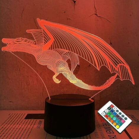 ZOLGINAH Drachen lampe Drachennachtlicht Kinder Nachtlicht, 16 Farben mit Remote 3D Optical Illusion Kinderlampe als perfektes Geschenk für Jungen und Mädchen am Geburtstag oder im Urlaub… (1/5)