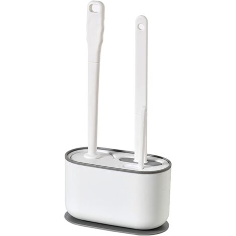 ZOLGINAH Brosse de Toilette, Ensemble d'Épurateur de Cuvette de Toilette de Salle de Bains Flexible en Silicone, Brosse Toilette Fixée au Mur et au Sol, Blanc (1/5)