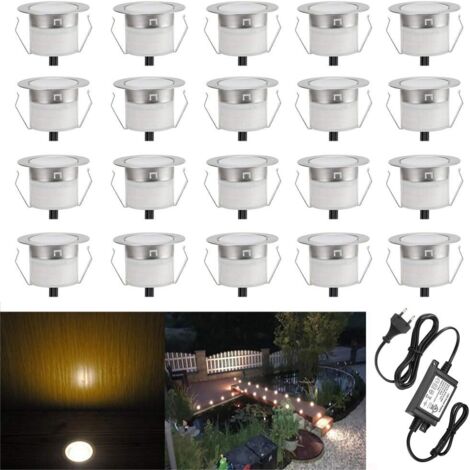 ZOLGINAH Spot à Encastrable Lampe de sol-Lumière (Blanc Chaud) étanche IP67 DC12V 0.6W Ø31mm-éclairage pour terrasse, patio, chemin, mur, jardin, décoration, intérieur et extérieur-20 pièces