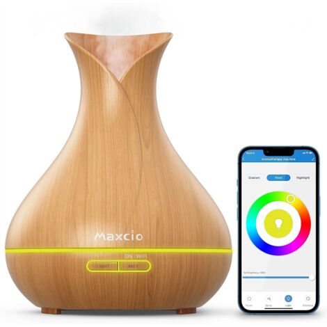 ZOLGINAH Diffuseur d'Huiles Essentielles WiFi, Humidificateur d'air Ultrasonique WiFi Compatible avec Alexa et Google Home, Diffuseur de Parfum avec 7 LEDs, Contrôle à Distance par l'APP, Minuterie (1/5)