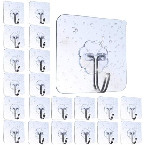 ZOLGINAH 20 Pièces Crochet Adhésif Transparent Autocollants Crochet Murale Salle de Bain Porte Serviette Imperméable pour Chambre Salle de Bain Cuisine Plafond accrocher des Peignoirs (1/5)