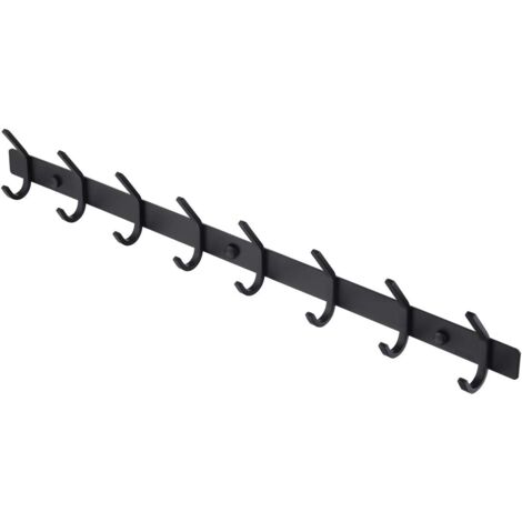 ZOLGINAH Porte Manteau Mural Noir Patère 8 Crochets Patere Murale Salle de Bain Acier Inoxydable Support Porte-serviettes, AH203H8-BK (1/5)