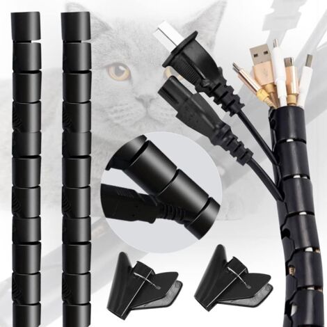 ZOLGINAH 5 Pack Gaines de Câbles 2M Cache Cable Spirale Gaine Spirale Flexible Universel Gaine Fil Electrique Système de Gestion des Câbles avec Clip Guide pour Câbles Télé/PC/USB/Audio/Vidéo - ∅ 16mm (1/5)