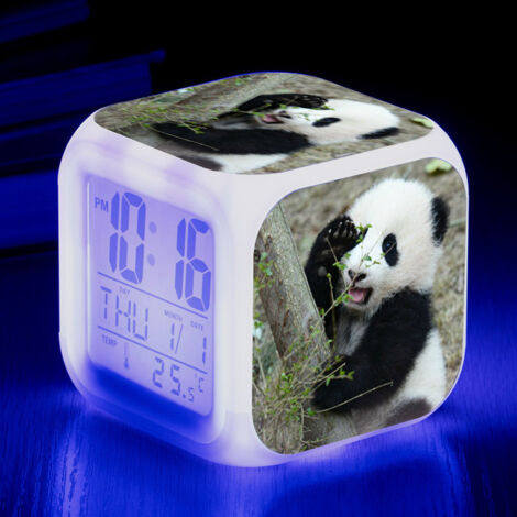 ZOLGINAH Réveil LED Panda - Pour enfant - Réveil de chevet - Carré - Écran LCD éclairé - Motif Panda (8) (1/5)