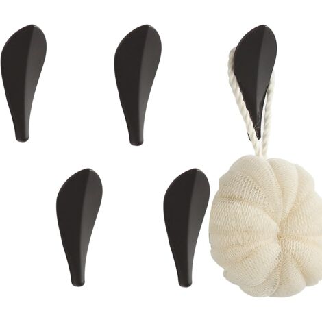 ZOLGINAH Lot de 5 crochets muraux noirs à motif feuille pour salle de bain et cuisine (1/5)