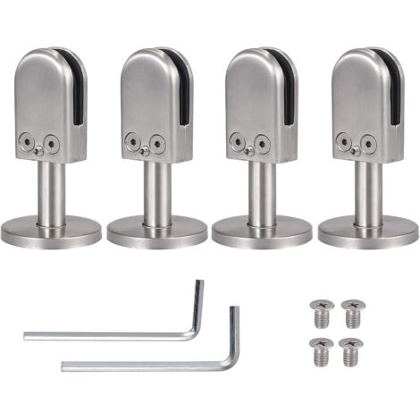 ZOLGINAH Support en Verre 4Pcs 6-8 mm avec Support de 40 mm pour Pinces en Verre pour Montage au Sol Supports de Tablette en Verre en Acier Inoxydable 304 pour Balustrade Rampe d'Escalier Main Courant (1/5)