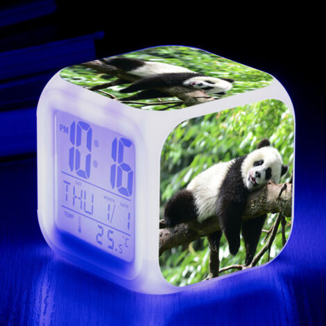 ZOLGINAH Réveil LED Panda - Pour enfant - Réveil de chevet - Carré - Écran LCD éclairé - Motif Panda (20) (1/5)