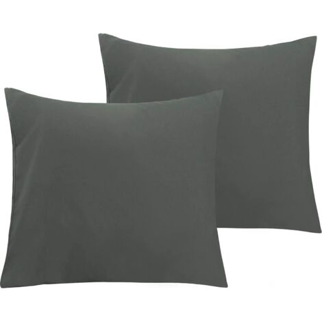 ZOLGINAH Lot de 2 Taies d'oreiller en Microfibre avec Fermeture éclair, Taie d’Oreiller Facile à Laver et Super Doux, 50x70cm, Gris Foncé (1/5)