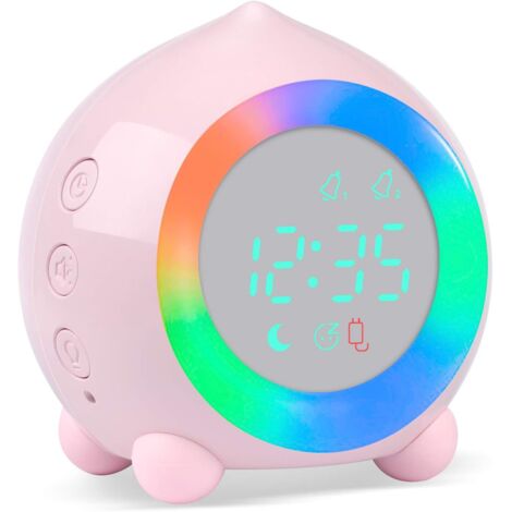 ZOLGINAH Réveil Enfant Lumineux LED Numerique Lampe Réveil Veilleuse Fille Garcons Jour Nuit Enfant Volume Réglable Snooze Réveil en USB Charge-Rose (1/5)