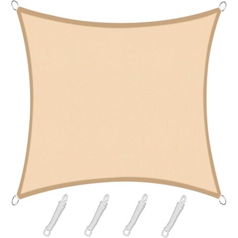 ZOLGINAH Voile d'ombrage Rectangulaire Carré 3x3m Color Sable,Toile Imperméable Une Protection des Rayons UV à 95%, pour en Plein air, Jardin & terrasse, Piscine (1/5)
