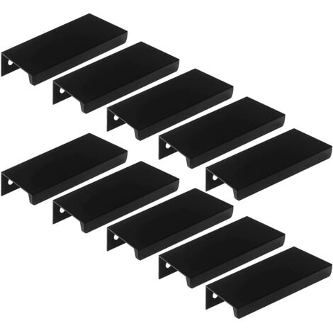 ZOLGINAH Lot de 10 Poignée Noir Poignée de Meuble Noir- Poignée Invisible Poignee de Meuble Cuisine Noir Poignée Meuble Noir poignée de porte cuisine intégré Entraxe 256mm (1/5)
