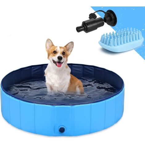 ZOLGINAH Piscine Pliable pour Chiens Animaux de Compagnie et Enfants Baignoire Bassin de Baignade Pataugeoire Portable en PVC Antidérapant Tub de Chien et Chat Piscine d’Enfant et de Chien 39"x 12"