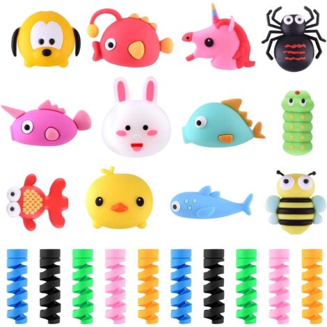 ZOLGINAH 22 Pcs protege cable, la protection des animaux cute nasons plastique des câbles et des presse-étoupe en forme de ressort élastique, téléphone câbleUSB accessoires protection (1/5)