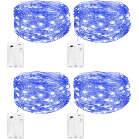 ZOLGINAH Lot de 4 Guirlande Lumineuse Girlande de Lumière 5M 50LED Guirlandes Lumineuses Piles Mini Led Intérieur Girlande de Lumière Decoration pour Chambre Noël Mariage Soirée Maison,Bleu (1/5)