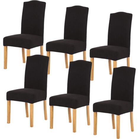 ZOLGINAH Housse de Chaise 6 pièces,Salle à Manger Stretch Extensible Antidérapante Couverture de Chaise,Housse de Salle à Manger Amovible Lavable Housse de Chaise pour Salle(6 pièces,Noir) (1/5)