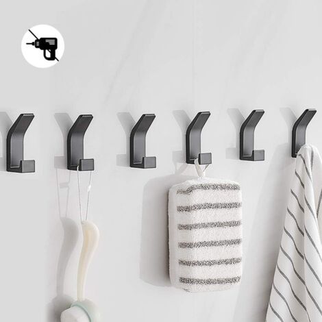 ZOLGINAH Crochets auto-adhésifs, Crochets de serviette de bain, paquet de 6 cintre mural adhésif en acier inoxydable pour placard de bureau de cuisine salle de bain - étanche (1/5)