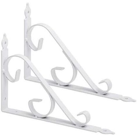 ZOLGINAH Lot de 2 Équerres Murales en Métal pour étagère d'angle Noir 250 x 164 mm, Blanc (1/5)